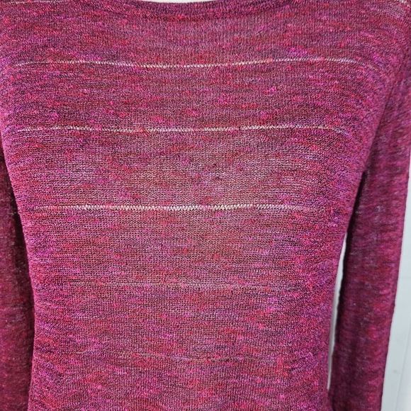 RAG AND BONE Raspberry Pink Linen Blend Knit Striped Sweater Size Extra Small - Picture 2 of 4